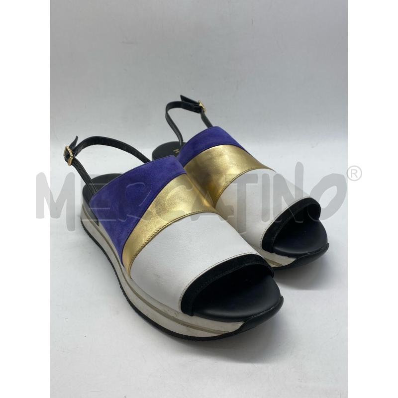 SANDALI DONNA HOGAN BIANC ORO BLU | Mercatino dell'Usato Torino c.so traiano 1