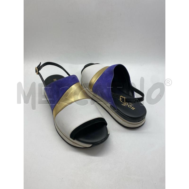 SANDALI DONNA HOGAN BIANC ORO BLU | Mercatino dell'Usato Torino c.so traiano 4