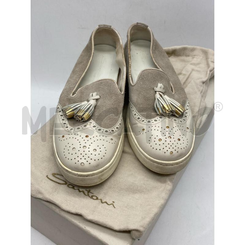 SCARPE DONNA SANTONI CAMOSCIO GRIGIO E PELLE BIANCA | Mercatino dell'Usato Torino c.so traiano 1