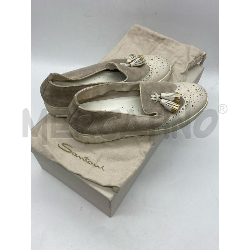 SCARPE DONNA SANTONI CAMOSCIO GRIGIO E PELLE BIANCA | Mercatino dell'Usato Torino c.so traiano 3