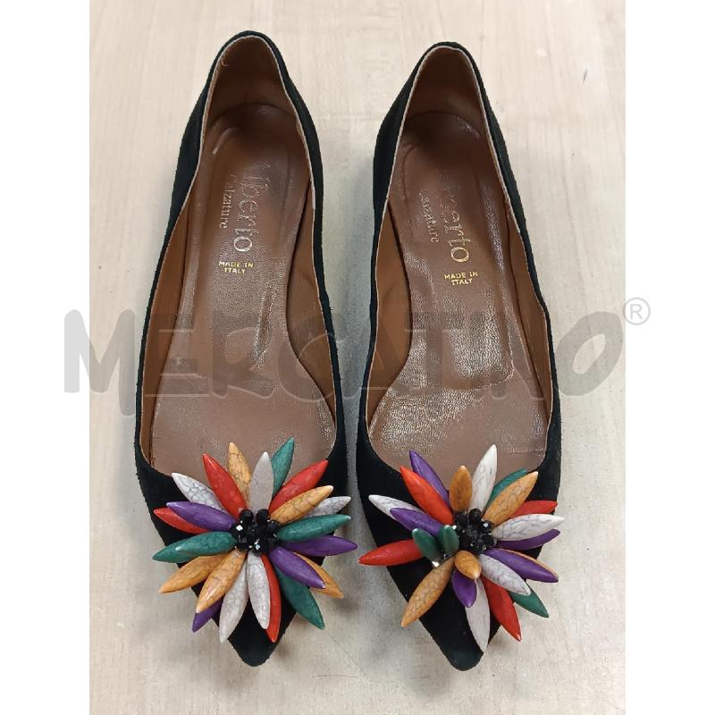 BALLERINA ALBERTO SCAMOSCIATA NERA FIORE MULTICOLORI DAVANTI | Mercatino dell'Usato Torino tenivelli 1