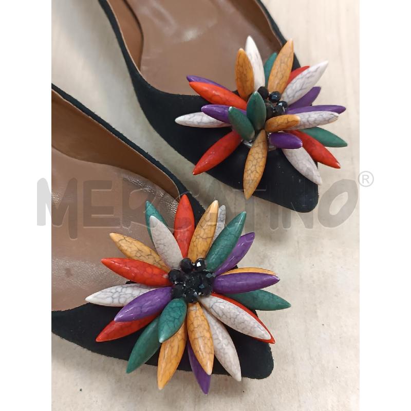 BALLERINA ALBERTO SCAMOSCIATA NERA FIORE MULTICOLORI DAVANTI | Mercatino dell'Usato Torino tenivelli 2