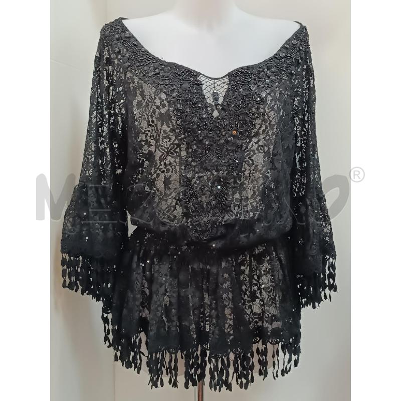 BLUSA COPRI COSTUME DONNA ANTICA SARTORIA PIZZO NERO E STRASS  | Mercatino dell'Usato Torino tenivelli 1