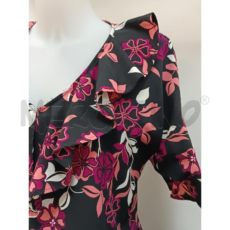 BLUSA DONNA EMME MARELLA NERA FLOREALE ROSA VIOLA MANICA 3/4  | Mercatino dell'Usato Torino tenivelli 2