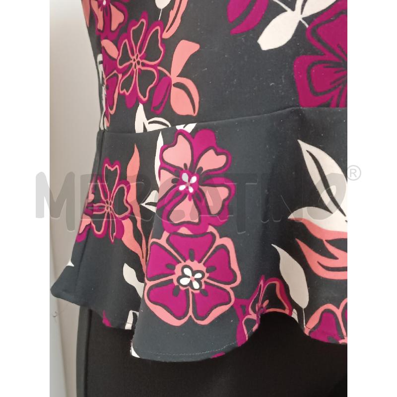 BLUSA DONNA EMME MARELLA NERA FLOREALE ROSA VIOLA MANICA 3/4  | Mercatino dell'Usato Torino tenivelli 3