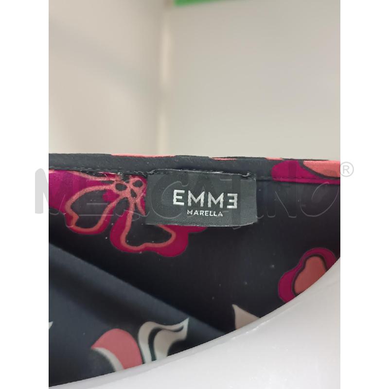 BLUSA DONNA EMME MARELLA NERA FLOREALE ROSA VIOLA MANICA 3/4  | Mercatino dell'Usato Torino tenivelli 4