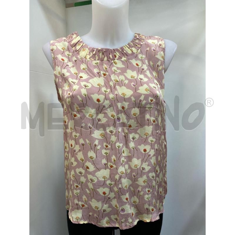 BLUSA DONNA FUSIONI SMANICATA ROSA FIORI BEIGE  | Mercatino dell'Usato Torino tenivelli 1