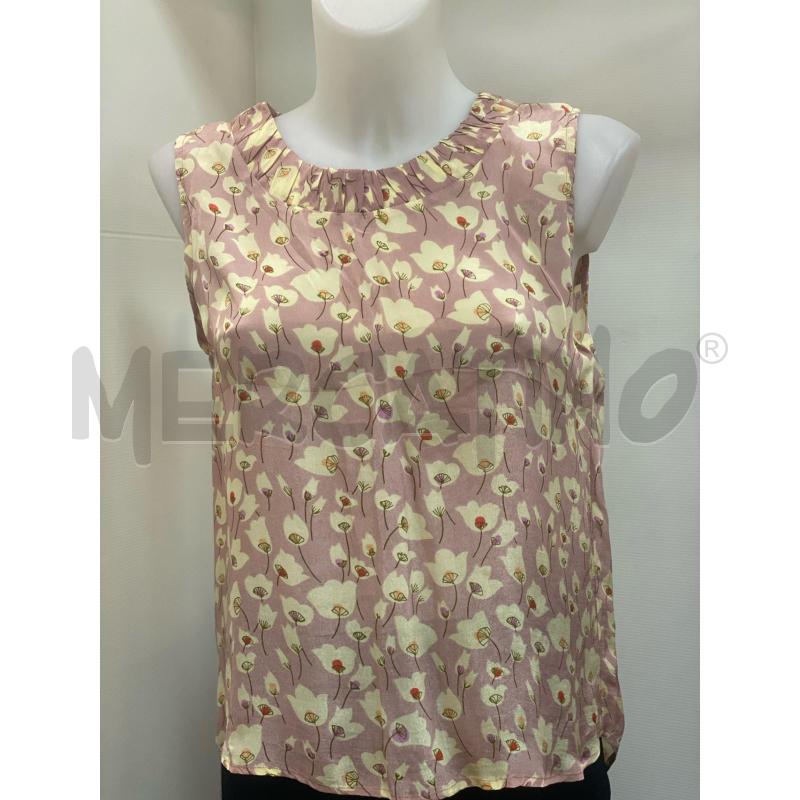 BLUSA DONNA FUSIONI SMANICATA ROSA FIORI BEIGE  | Mercatino dell'Usato Torino tenivelli 2