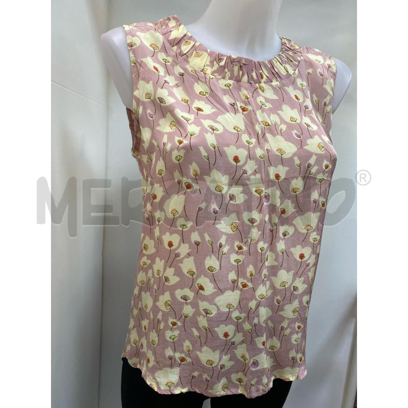 BLUSA DONNA FUSIONI SMANICATA ROSA FIORI BEIGE  | Mercatino dell'Usato Torino tenivelli 3
