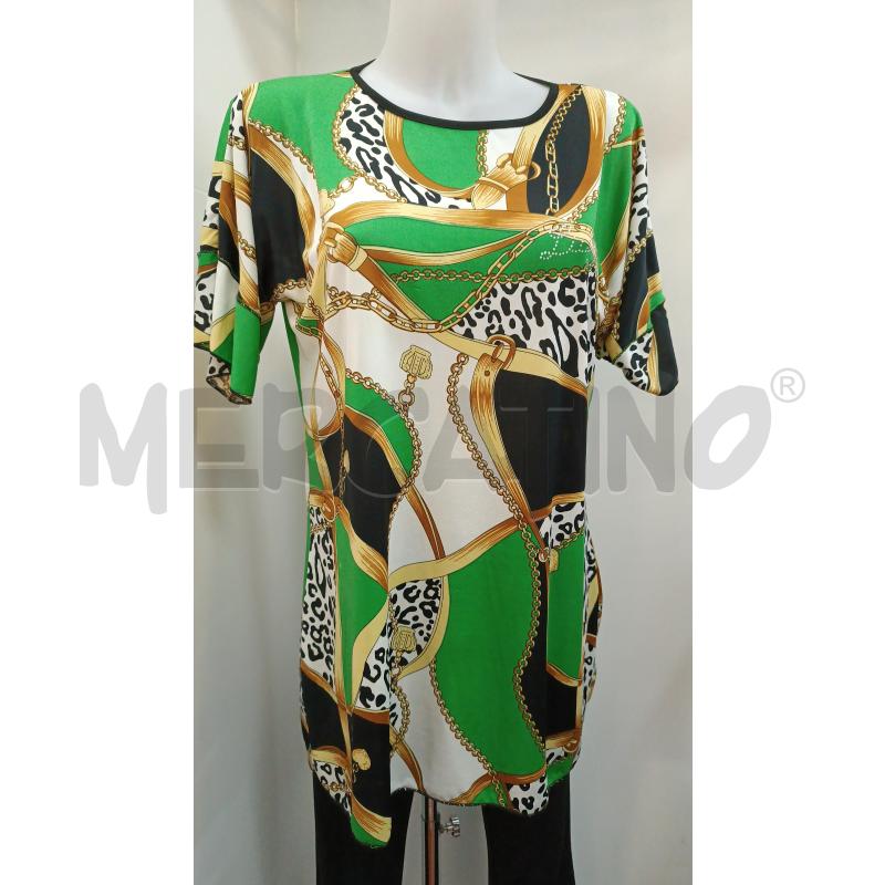BLUSA DONNA LIU JO VERDE NERO BIANCO FANTASIA DORATA  | Mercatino dell'Usato Torino tenivelli 1