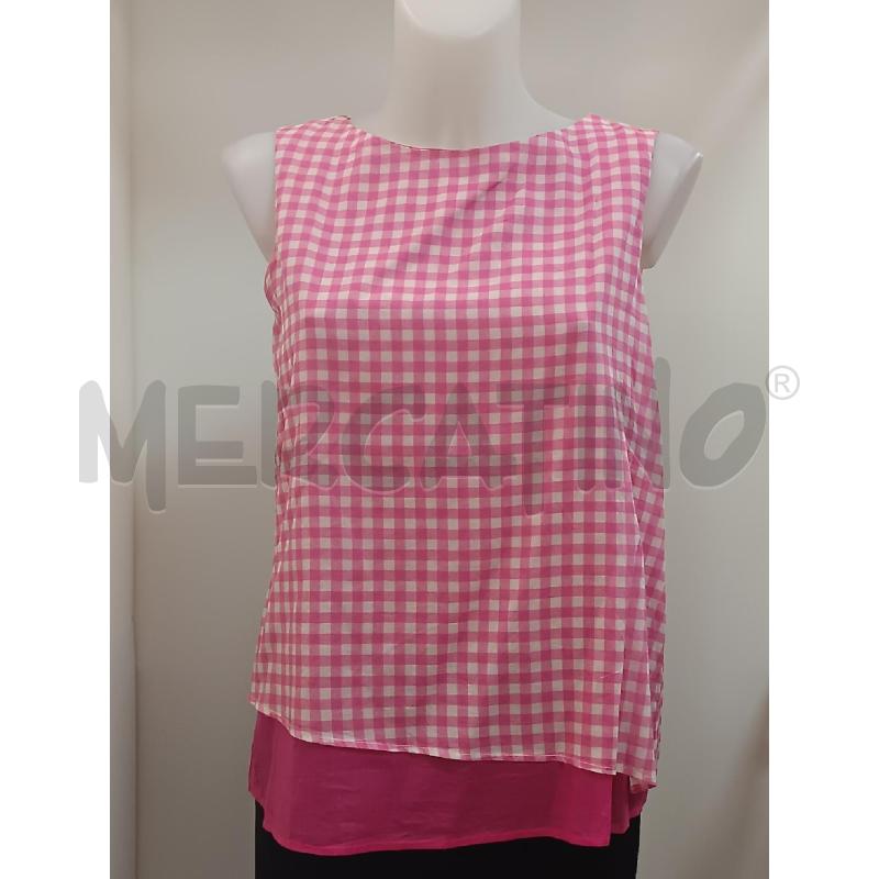 BLUSA DONNA NIU SMANICATA ROSA QUADRETTI BIANCHI | Mercatino dell'Usato Torino tenivelli 1