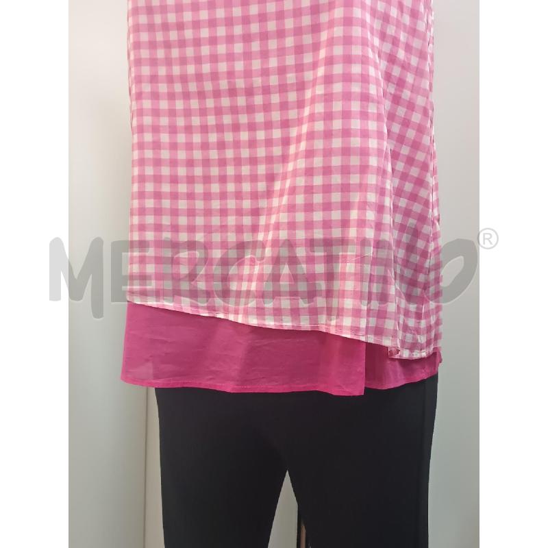 BLUSA DONNA NIU SMANICATA ROSA QUADRETTI BIANCHI | Mercatino dell'Usato Torino tenivelli 3