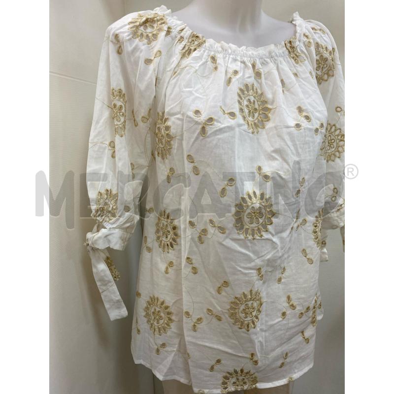 BLUSA DONNA NUNA LIE BIANCA RICAMI BEIGE 1/2MANICA  | Mercatino dell'Usato Torino tenivelli 2
