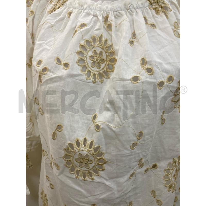 BLUSA DONNA NUNA LIE BIANCA RICAMI BEIGE 1/2MANICA  | Mercatino dell'Usato Torino tenivelli 3