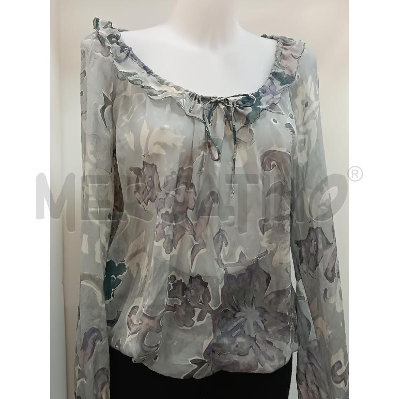 BLUSA DONNA SISLEY IN SETA GRIGIA FANTASIA VIOLA | Mercatino dell'Usato Torino tenivelli 1
