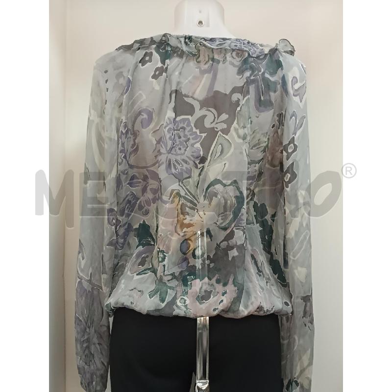 BLUSA DONNA SISLEY IN SETA GRIGIA FANTASIA VIOLA | Mercatino dell'Usato Torino tenivelli 2