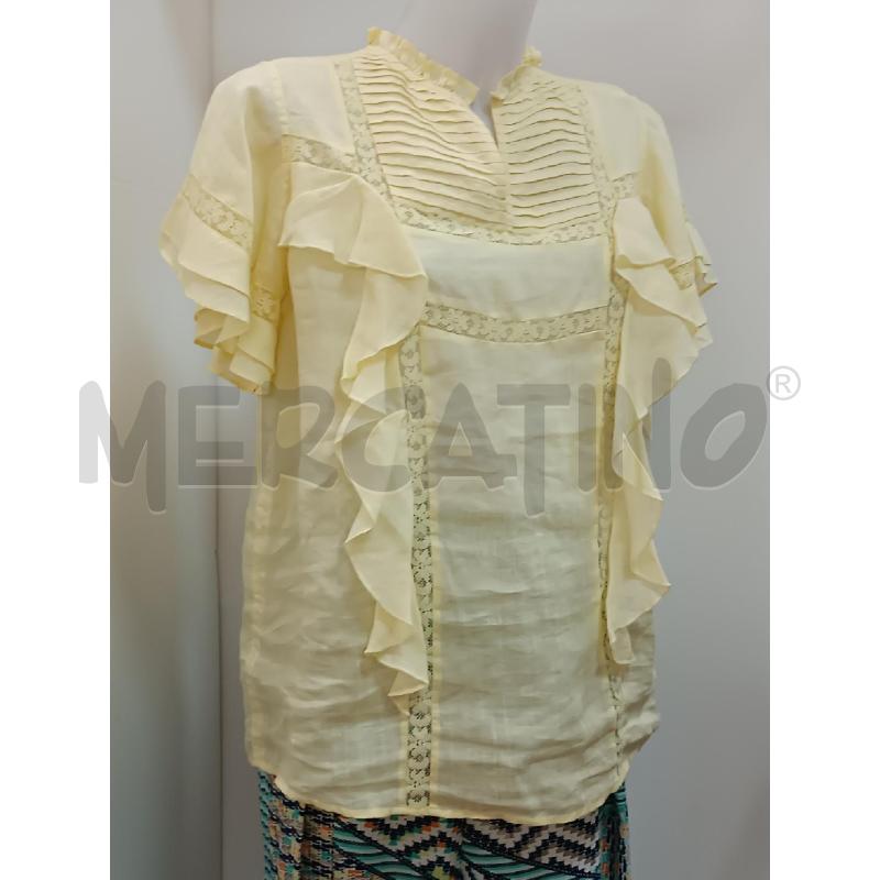 BLUSA DONNA TWINSET GIALLA VOLLANT E INSERTI PIZZO 1/2 MANICA  | Mercatino dell'Usato Torino tenivelli 1