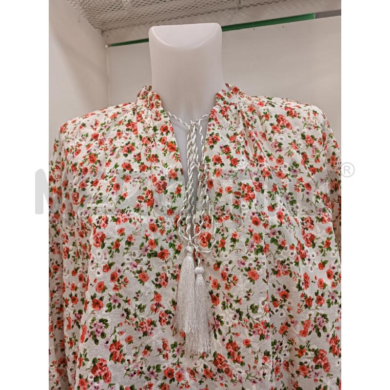 BLUSA DONNA VICOLO BIANCA FLOREALE ROSSA  | Mercatino dell'Usato Torino tenivelli 2