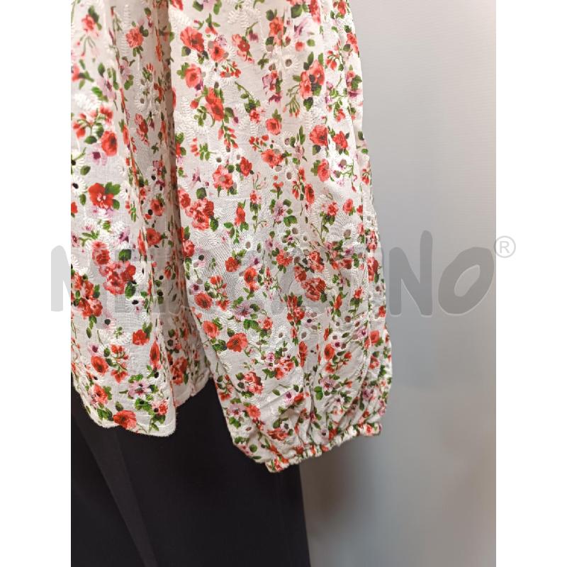 BLUSA DONNA VICOLO BIANCA FLOREALE ROSSA  | Mercatino dell'Usato Torino tenivelli 3
