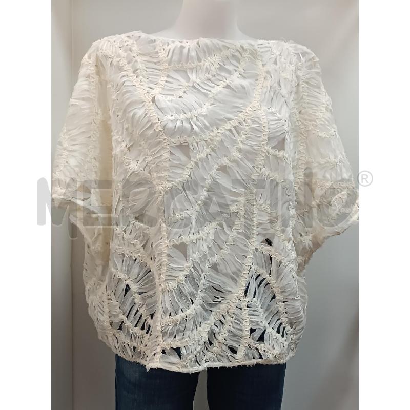 BLUSA DONNA ZARA PANNA MANICA CADENTE FETTUCCINE TRASPARENTE  | Mercatino dell'Usato Torino tenivelli 1