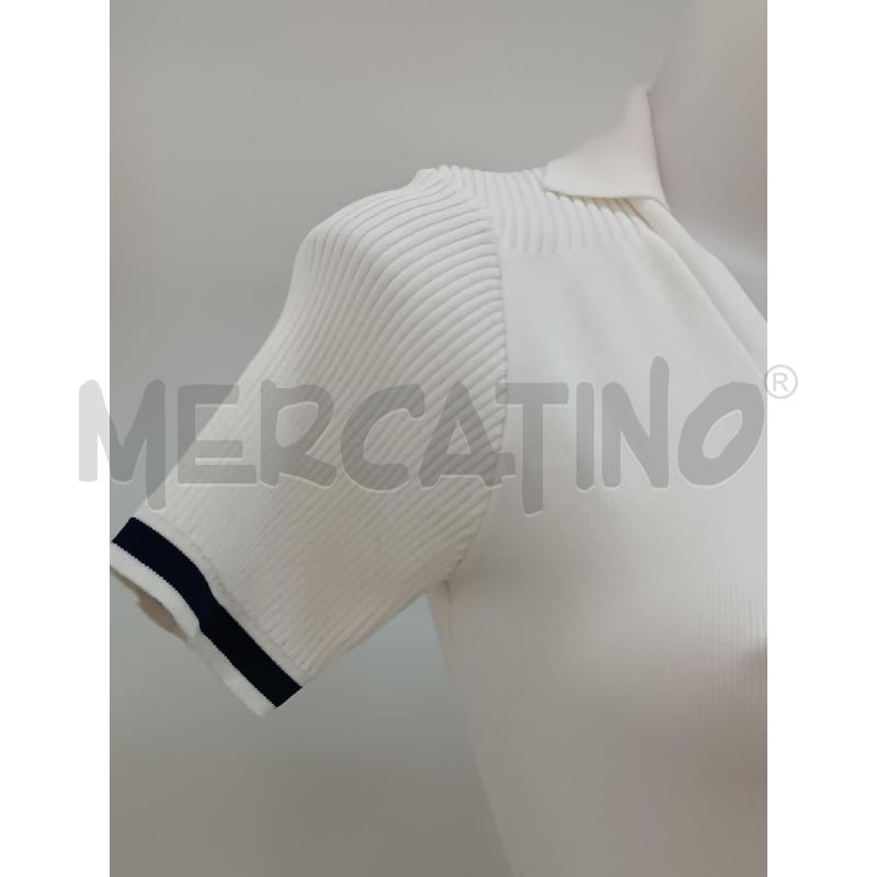 BODY DONNA FRACOMINA BIANCA DI MAGLINA MANICHE BORDO BLU  | Mercatino dell'Usato Torino tenivelli 2