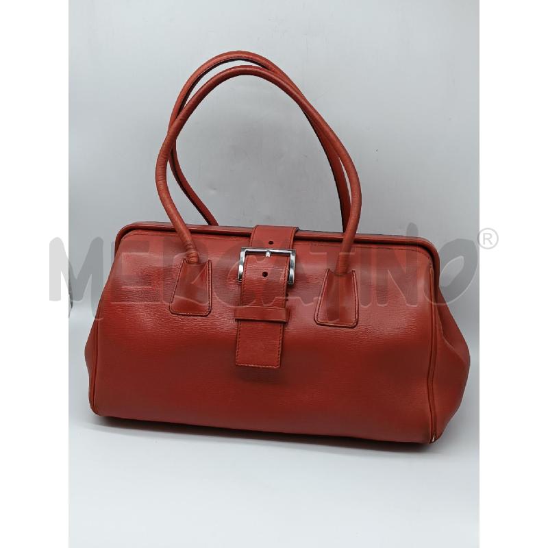 BORSA DONNA BAULETTO PRADA IN PELLE ROSSA INTERNO NERO  | Mercatino dell'Usato Torino tenivelli 1