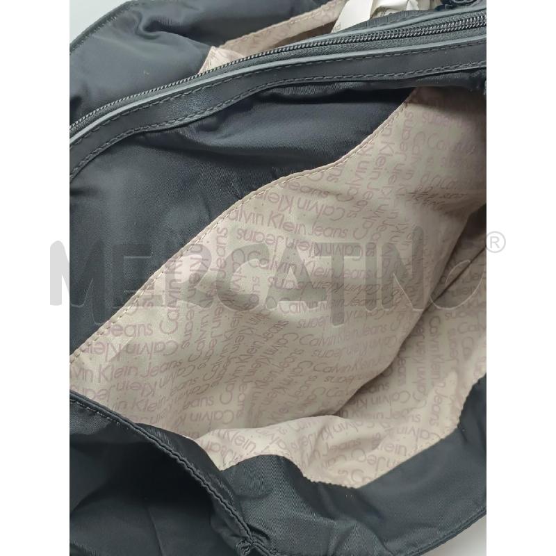 BORSA DONNA CALVIN KLEIN RASO NERO E T.PELLE  | Mercatino dell'Usato Torino tenivelli 3