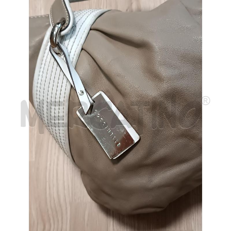 BORSA DONNA COCCINELLE MARRONE INSERTI BIANCHI  | Mercatino dell'Usato Torino tenivelli 2