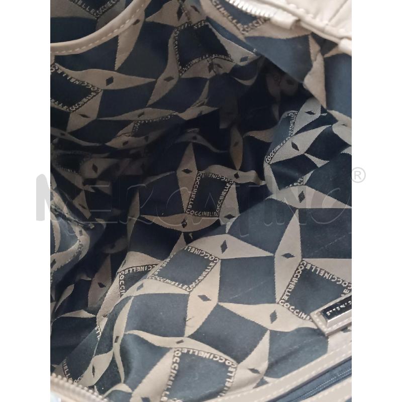 BORSA DONNA COCCINELLE MARRONE INSERTI BIANCHI  | Mercatino dell'Usato Torino tenivelli 3