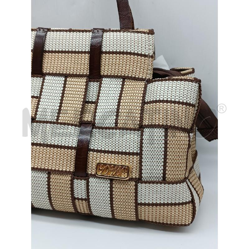 BORSA DONNA DEWAN BEIGE BIANCA MARRONE INSERTI IN PELLE  | Mercatino dell'Usato Torino tenivelli 2