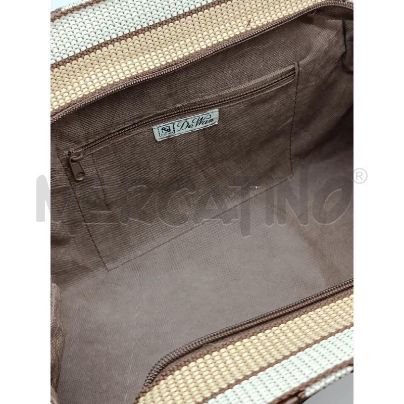 BORSA DONNA DEWAN BEIGE BIANCA MARRONE INSERTI IN PELLE  | Mercatino dell'Usato Torino tenivelli 4