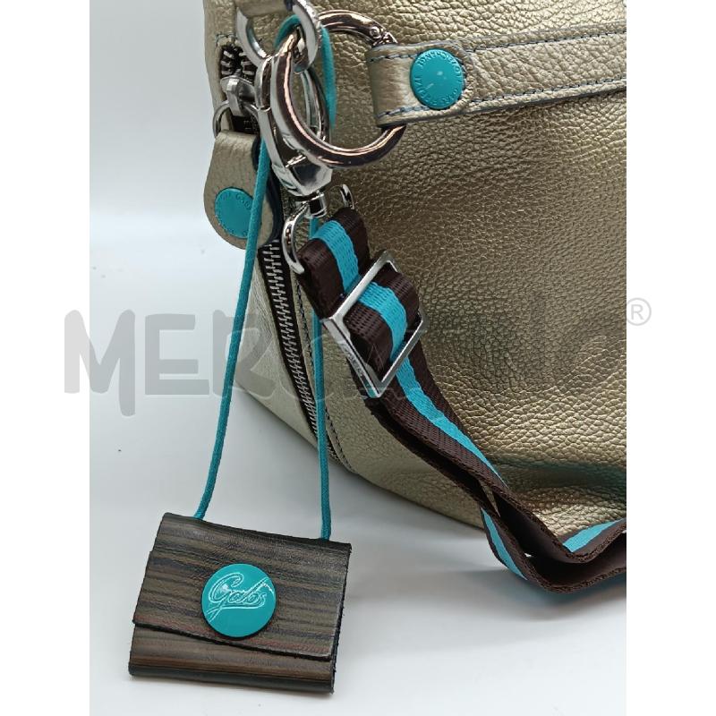 BORSA DONNA GABS PELLE DORATA MARTELLATA INTERNO TURCHESE  | Mercatino dell'Usato Torino tenivelli 2