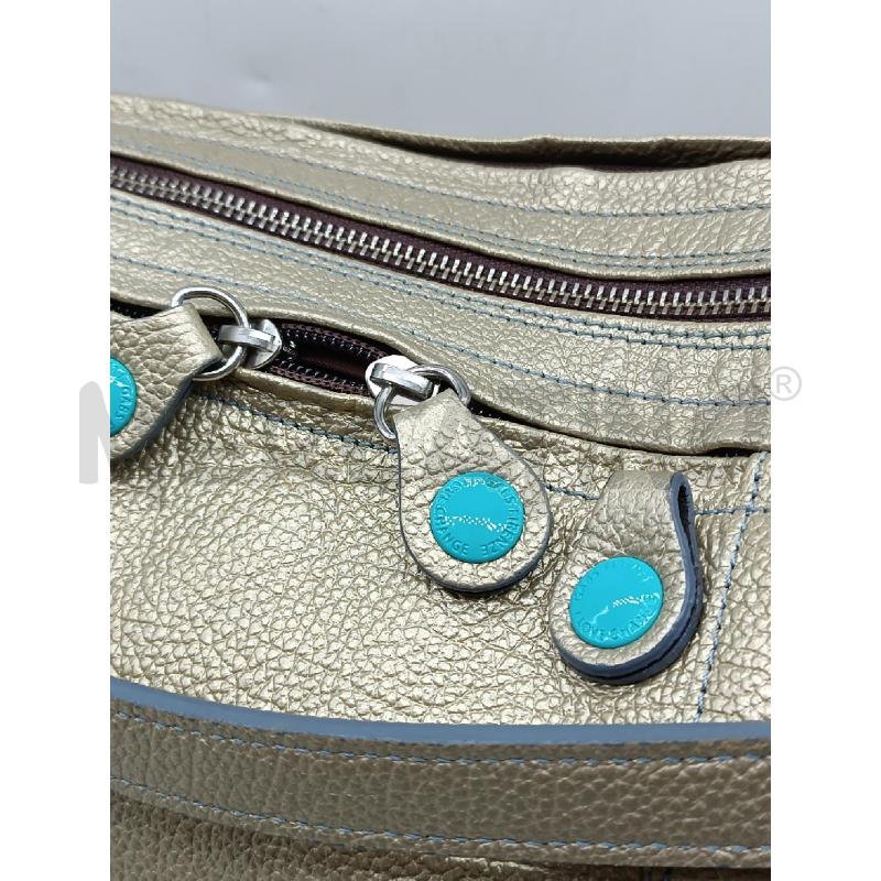 BORSA DONNA GABS PELLE DORATA MARTELLATA INTERNO TURCHESE  | Mercatino dell'Usato Torino tenivelli 3
