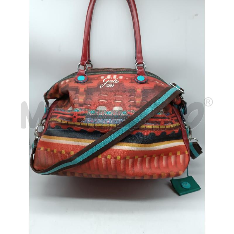 BORSA DONNA GABS ROSSA FANASIA GEOMETRICA INTERNO TURCHESE  | Mercatino dell'Usato Torino tenivelli 1