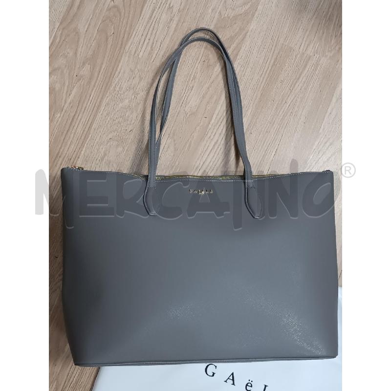 BORSA DONNA GAELLE GRIGIA ZIP DORATO  | Mercatino dell'Usato Torino tenivelli 2