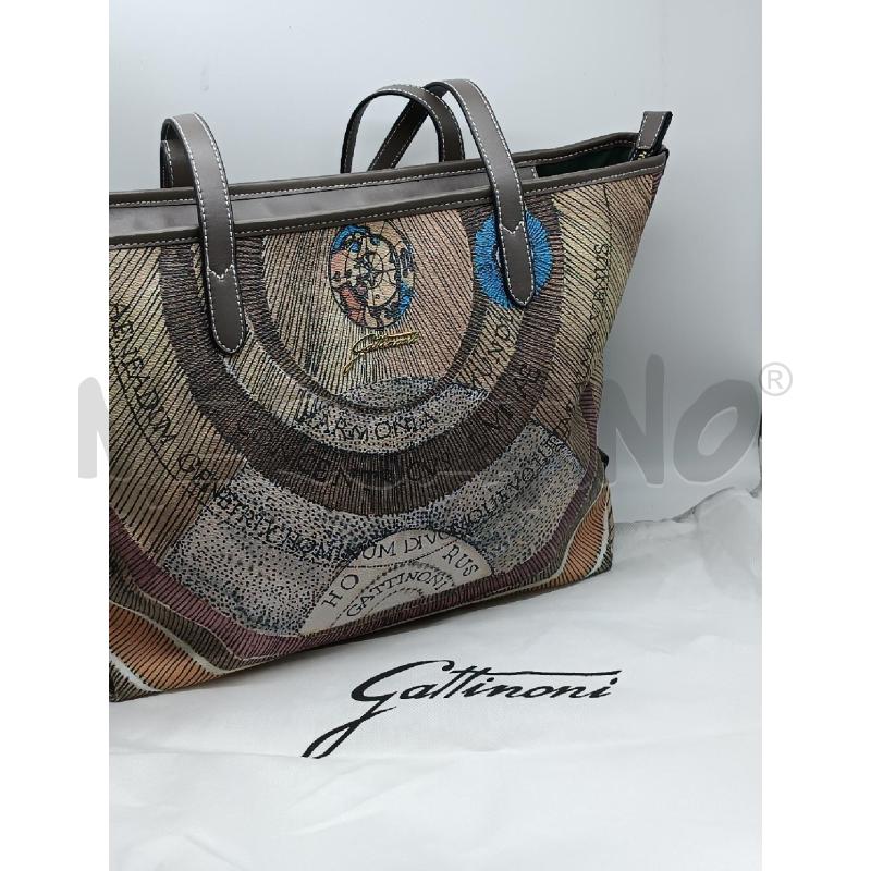 BORSA DONNA GATTINONI GRIGIA BEIGE ROSANTICO  | Mercatino dell'Usato Torino tenivelli 1