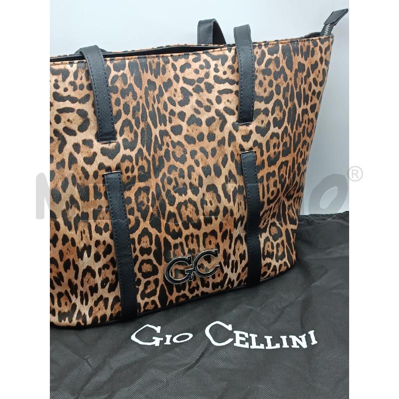 BORSA DONNA GIO CELLINI ANIMALIER MARRONE BEIGE NERA  | Mercatino dell'Usato Torino tenivelli 1