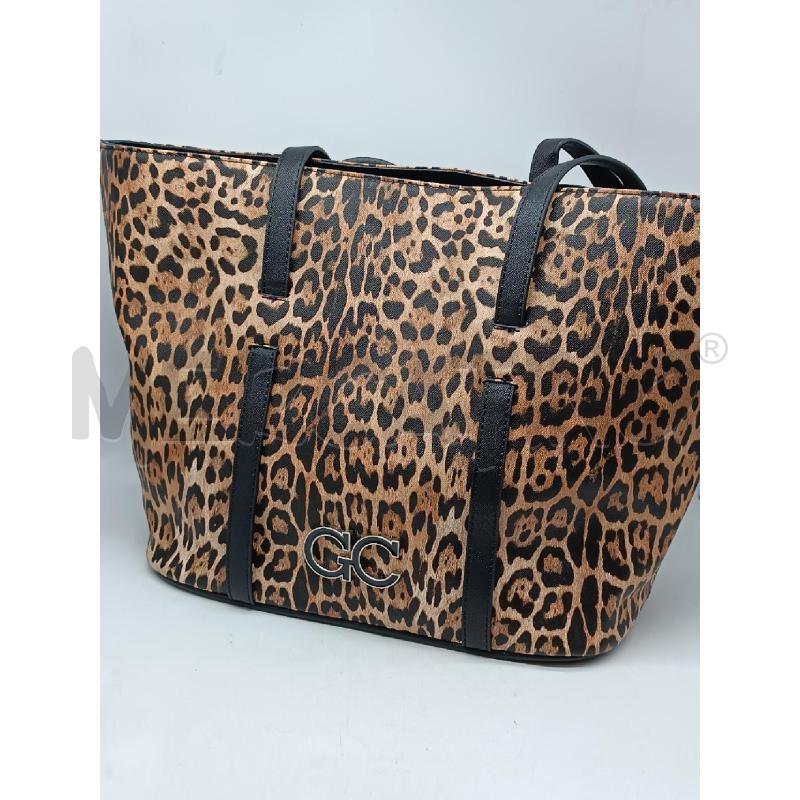 BORSA DONNA GIO CELLINI ANIMALIER MARRONE BEIGE NERA  | Mercatino dell'Usato Torino tenivelli 2
