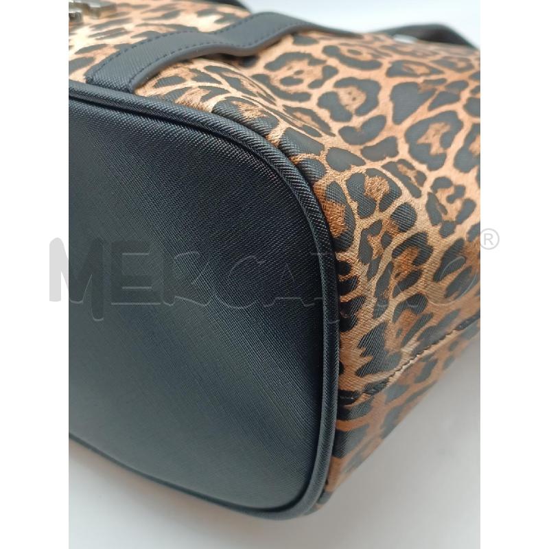 BORSA DONNA GIO CELLINI ANIMALIER MARRONE BEIGE NERA  | Mercatino dell'Usato Torino tenivelli 3