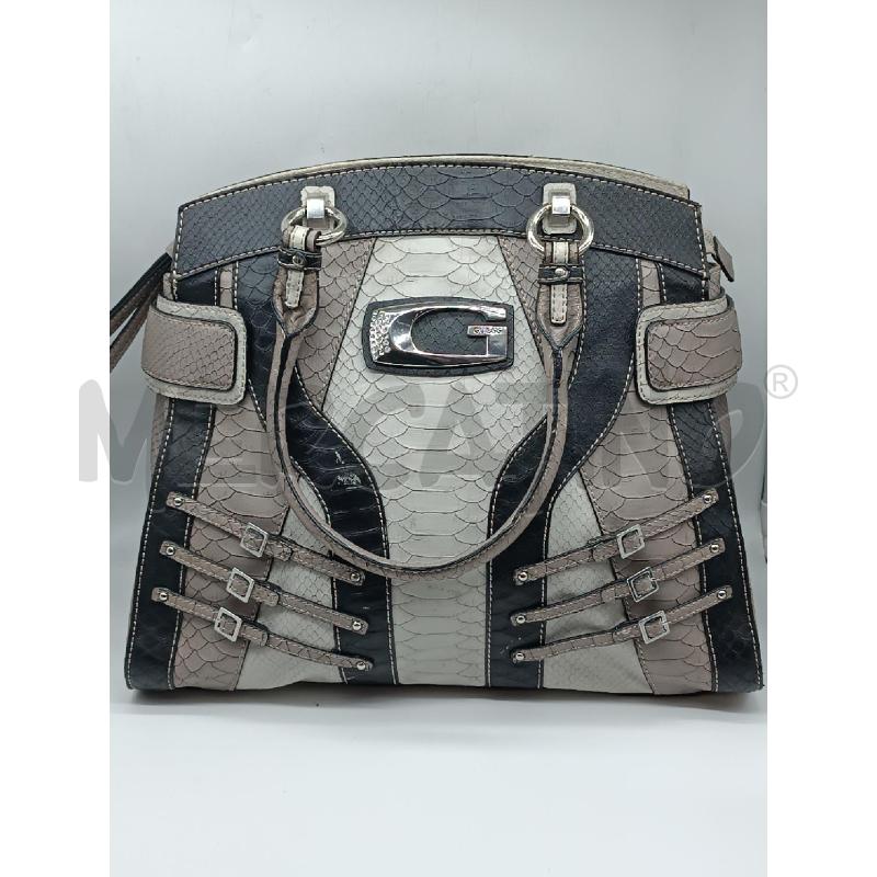 BORSA DONNA GUESS GRIGIA NERA EFFETTO RETTILE E INSERTI CHROMATI  | Mercatino dell'Usato Torino tenivelli 1