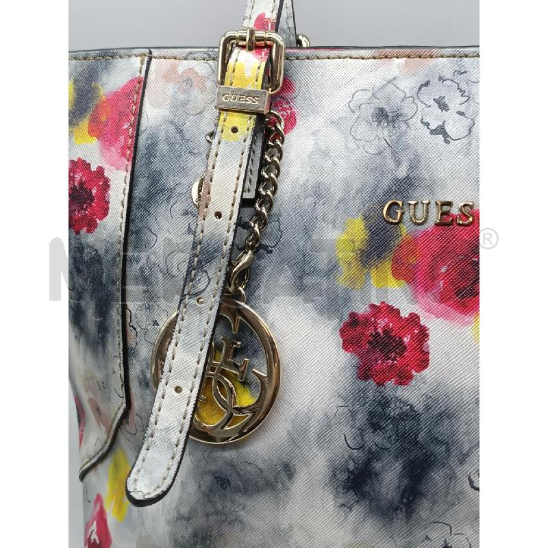 BORSA DONNA GUESS GRIGIO FANTASIA FLOREALE ROSSO GIALLO  | Mercatino dell'Usato Torino tenivelli 2