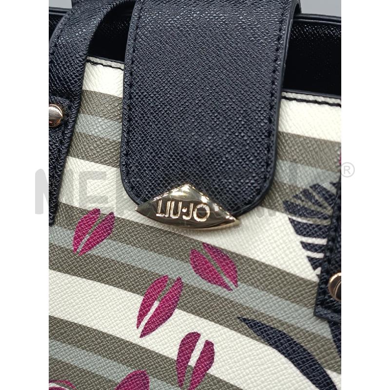 BORSA DONNA LIU JO RIGHE VERDONE FLOREALE BORDEAUX NERO  | Mercatino dell'Usato Torino tenivelli 2