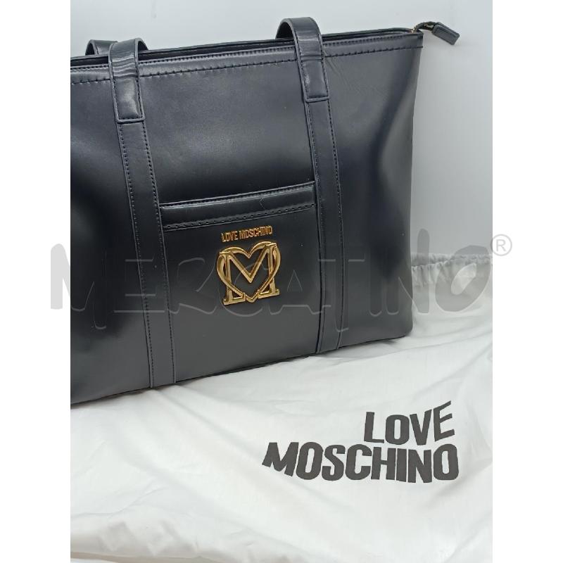 BORSA DONNA LOVE MOSCHINO NERA LOGO METALLO DORATO  | Mercatino dell'Usato Torino tenivelli 1
