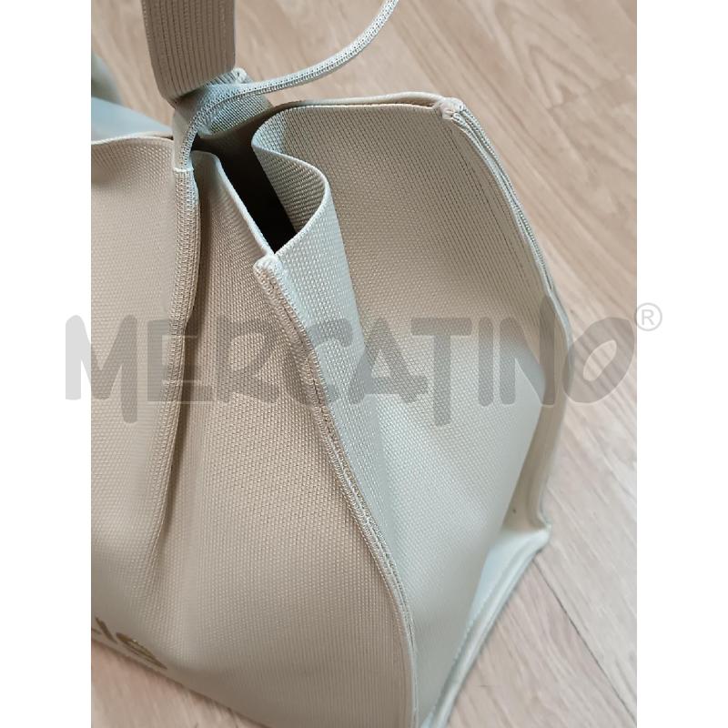 BORSA DONNA MARC ELLIS BEIGE SCRITTA DORATA IN TESSUTO  | Mercatino dell'Usato Torino tenivelli 3