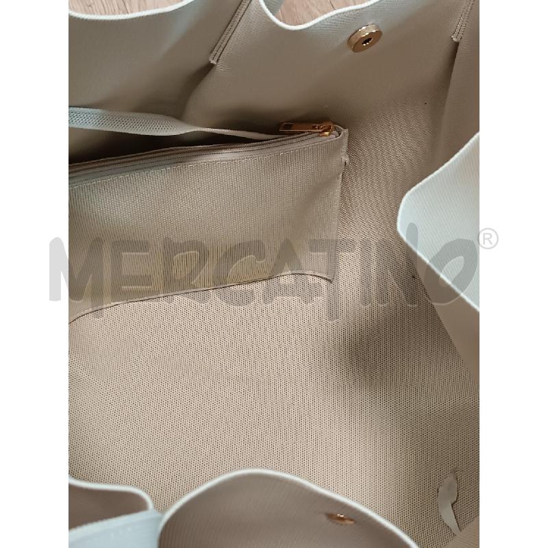 BORSA DONNA MARC ELLIS BEIGE SCRITTA DORATA IN TESSUTO  | Mercatino dell'Usato Torino tenivelli 4
