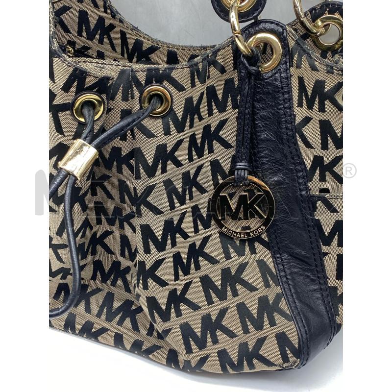 BORSA DONNA MICHAEL KORS NERA BEIGE TESSUTO E PELLE  | Mercatino dell'Usato Torino tenivelli 2