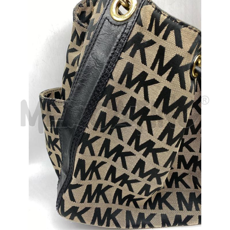 BORSA DONNA MICHAEL KORS NERA BEIGE TESSUTO E PELLE  | Mercatino dell'Usato Torino tenivelli 3