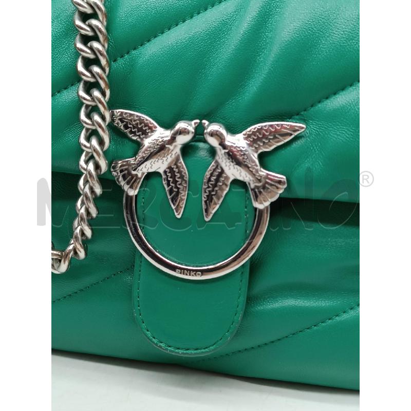 BORSA DONNA PINKO VERDE TRAPUNTATA TRACOLLA CATENA CROMATA  | Mercatino dell'Usato Torino tenivelli 2