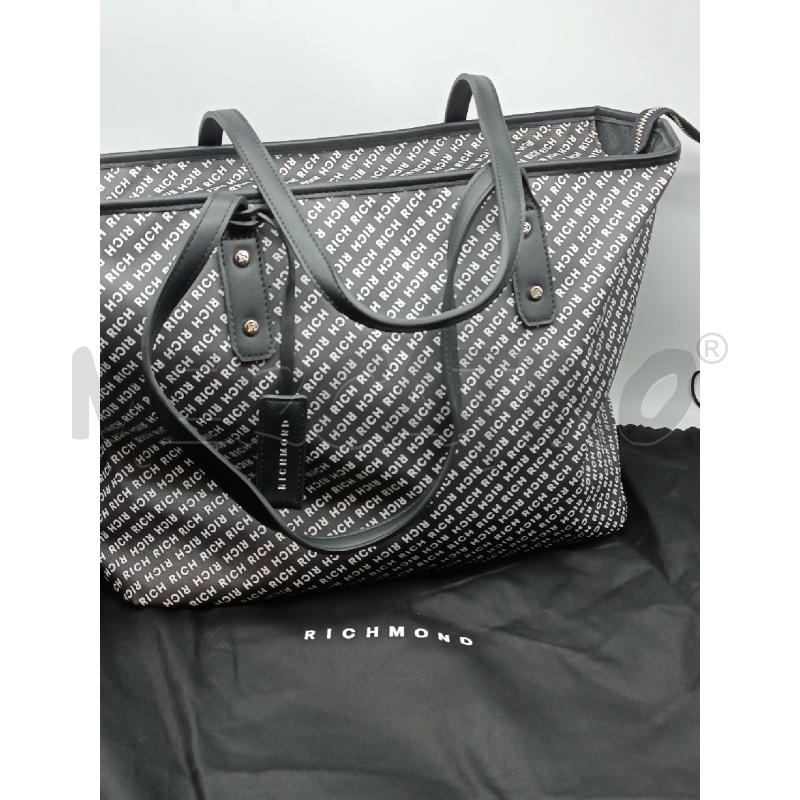 BORSA DONNA RICHMOND NERA SCRITTE BIANCHE RICH  | Mercatino dell'Usato Torino tenivelli 1
