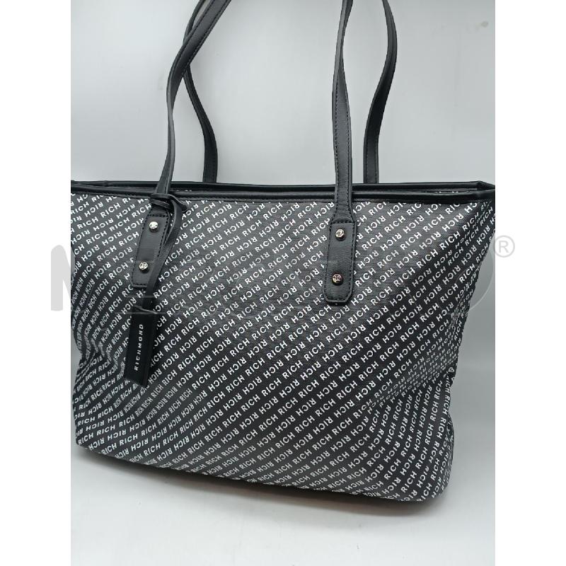 BORSA DONNA RICHMOND NERA SCRITTE BIANCHE RICH  | Mercatino dell'Usato Torino tenivelli 2